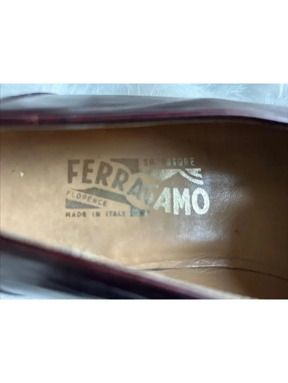 Salvatore Ferragamo Firenze Mens Leather Burgundy Shoes With Tassels 9D Vintage